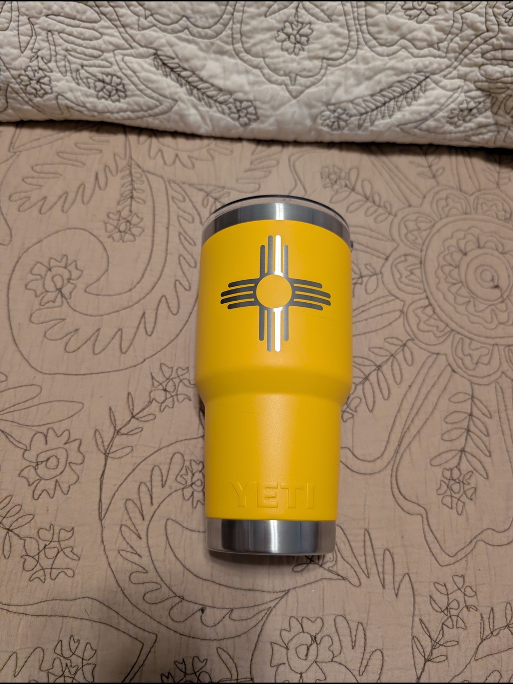 Yeti Yellow Tumbler with New Mexico Zia Emblem